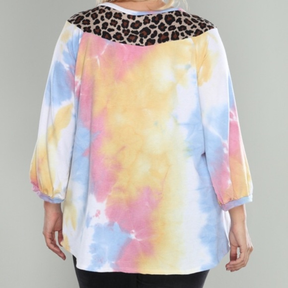 (3X) Plus Size Tie Dye Pastel Rainbow Sweater - Picture 2 of 7